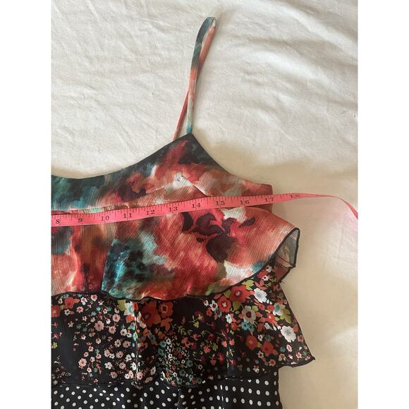 I.N. San Francisco Women’s Medium Ruffle Cami Top Patchwork Layers - Picture 7 of 7